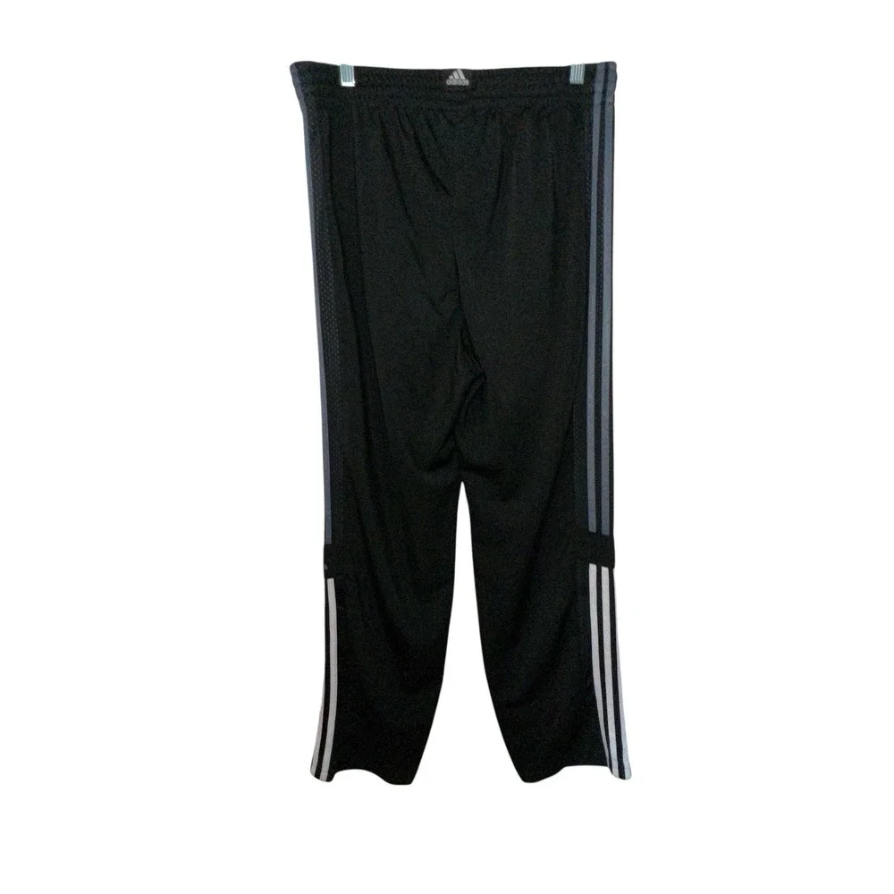 Y2k Adidas Shiny Track Pants Black With Gray Side‎ Stripes Mens Large Activewear
